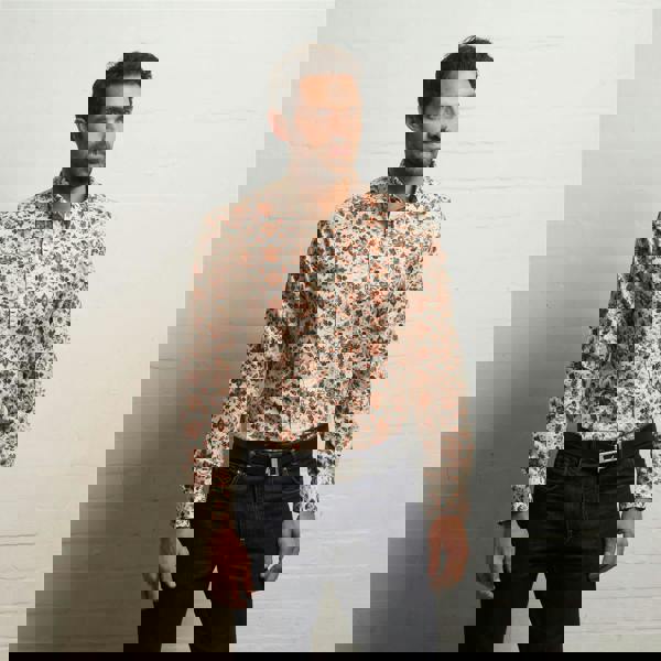 Gabicci G55W06 Long Sleeve Printed Woven Shirt Gabicci Classic NUTMEG