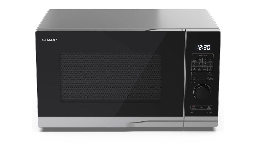 Sharp YC-PG254AU-S 25 Litre 900W Digital Microwave, 1000W Grill, 10 power levels, LED cavity light - Silver
