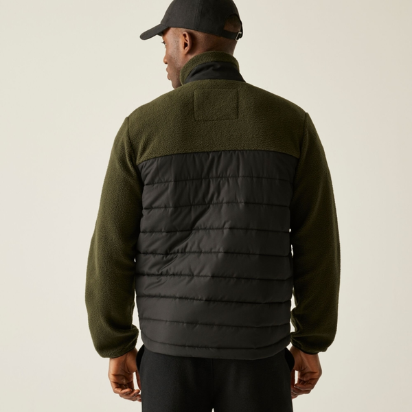 Regatta Mens Frankie Borg Full Zip Hybrid Jacket - Black/Dark Khaki