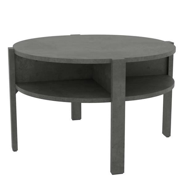 Furniture To Go Tobago Round Coffee Table with Open Shelf in Optic Dark Grey
