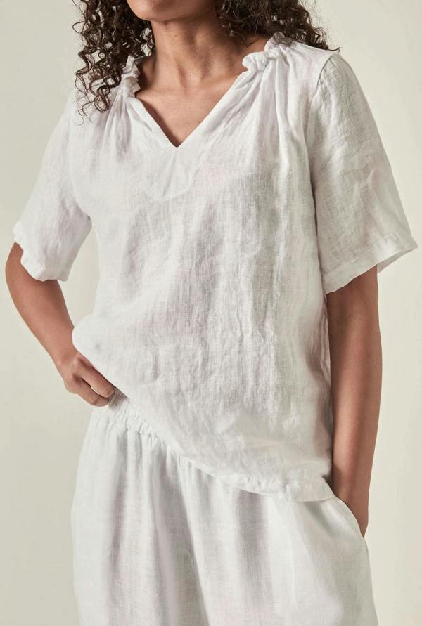 James Lakeland White Pure Linen Blouse