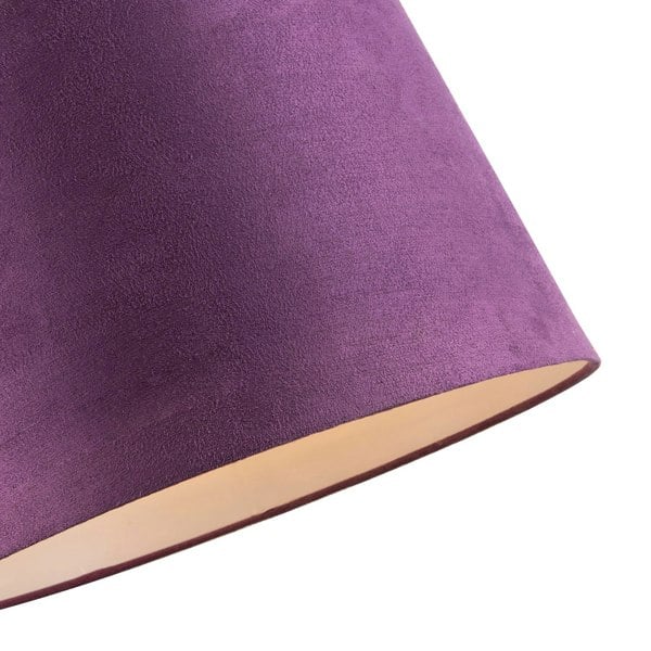 Deep Purple Velvet 12 Inch Drum Lamp Shade with White Cotton Inner Image 3