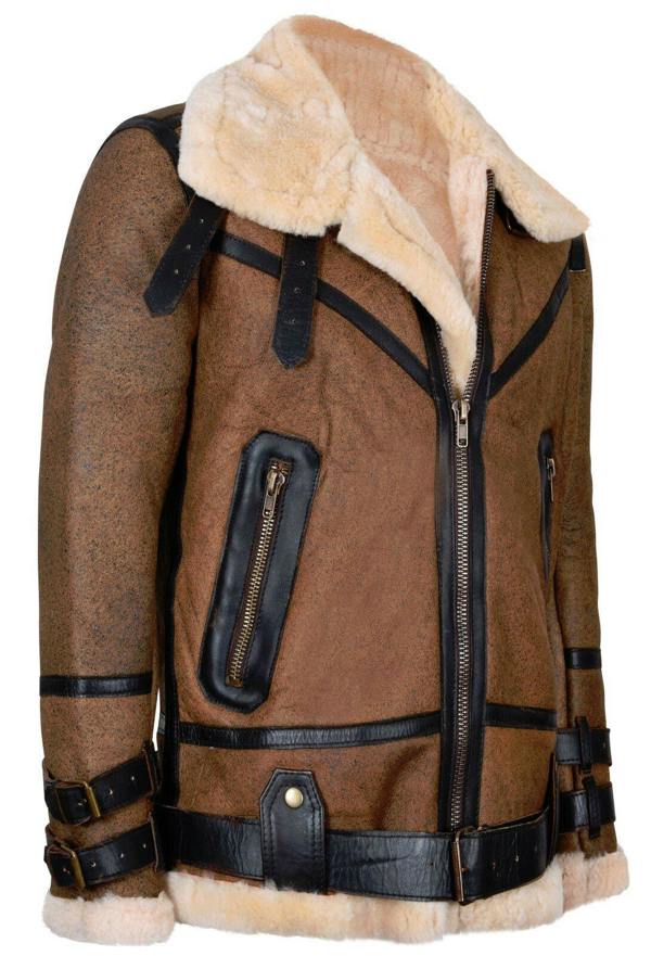 Infinity Leather Mens Brown Vintage Pilot B3 Sheepskin Jacket- KNOXVILLE