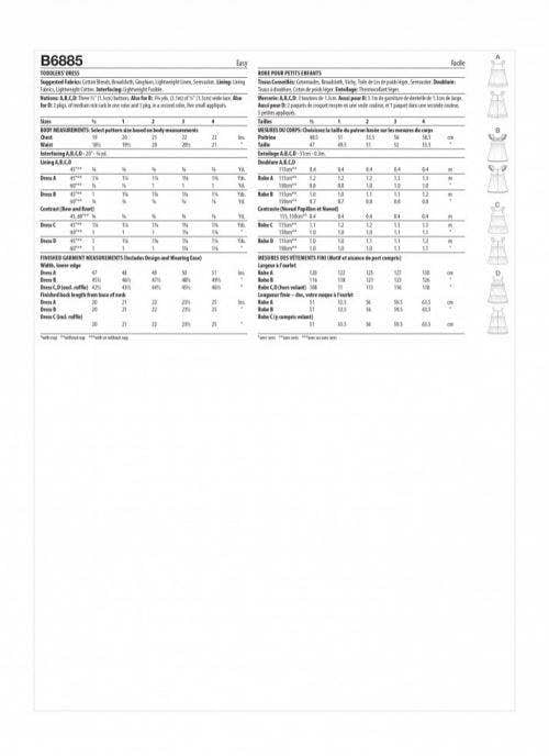 Butterick Sewing Pattern 6885, Dresses for Baby, Kids, A (1/2-1-2-3-4) - Easy