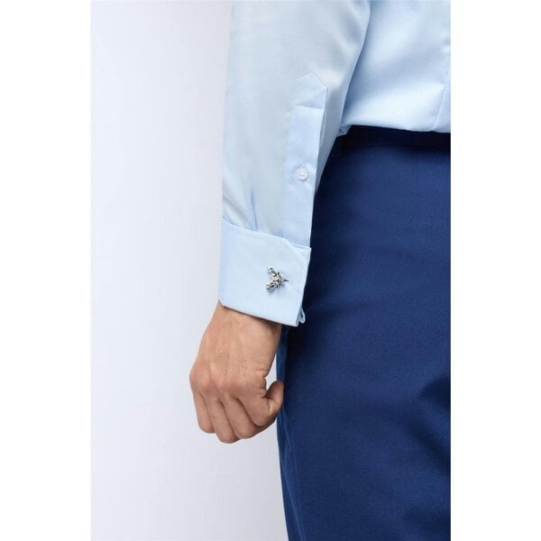 Alexandre Silver Alexandre Tailored Fit Blue Non-Iron Stretch Double Cuff Shirt