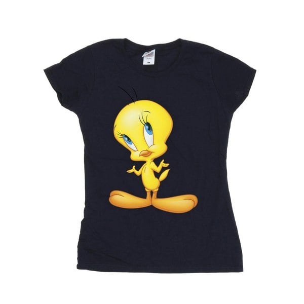 Looney Tunes Womens Tweety Standing Cotton T-Shirt - Navy Blue