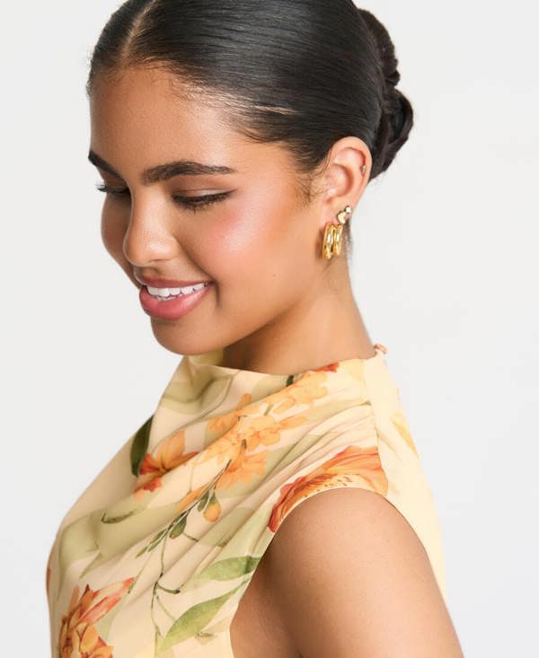 Needs No Label Yellow Floral Midaxi Dress