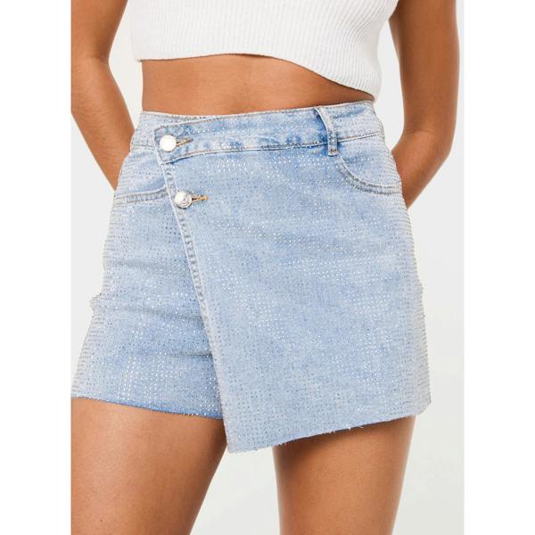 Pink Vanilla Diamante Denim Skort