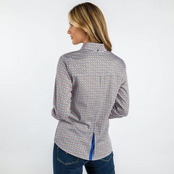 MULTICOLOUR HOUNDSTOOTH WOMENS PRINTED SHIRT - Premium Men's Patterned Shirt by Claudio Lugli | Bold Design, Tailored Fit, Best Printed Shirts