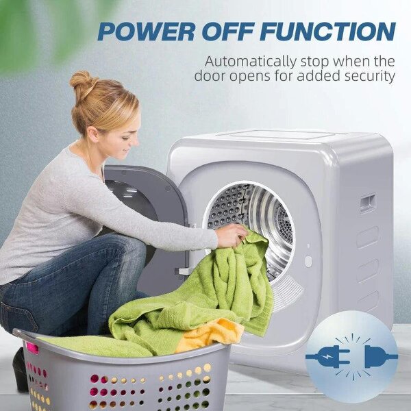 2.5kg Vented Tumble Dryer with Smart Mode, 800W Compact Tumble Dryer with Stainless Steel Tub, Silver Tone