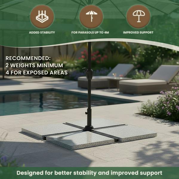 The Garden Marketplace Granite Cantilever Parasol Base Weight Plate 47 x 47cm (25kg)