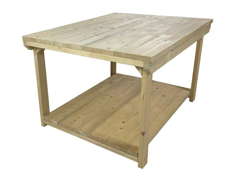 Rotem Wooden Kiln-Dry Workbench – 4ft Depth Sturdy and Durable Workstation for Garages, Workshops, and Sheds