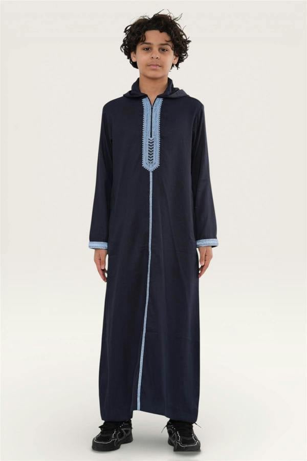 Infinity Leather Kids Boys Eid Hooded Moroccan Thobe Robe Djellaba Ramadan Jubba- K-HM3