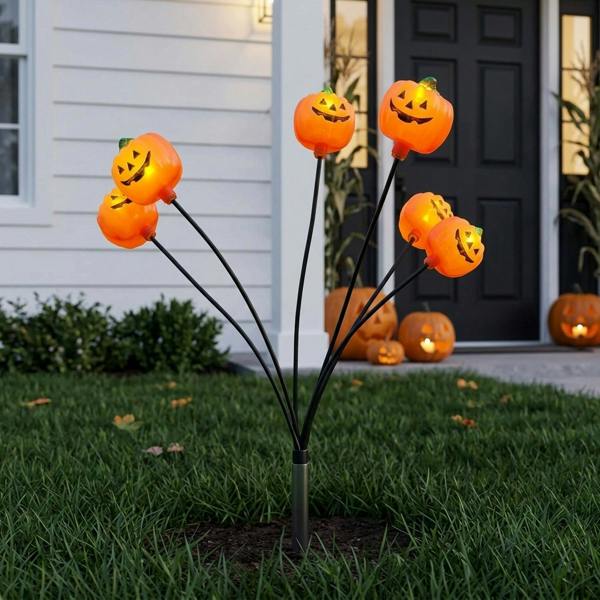 Garden Greatness 6-Stem Jack-O'-Lantern Halloween Stake Light