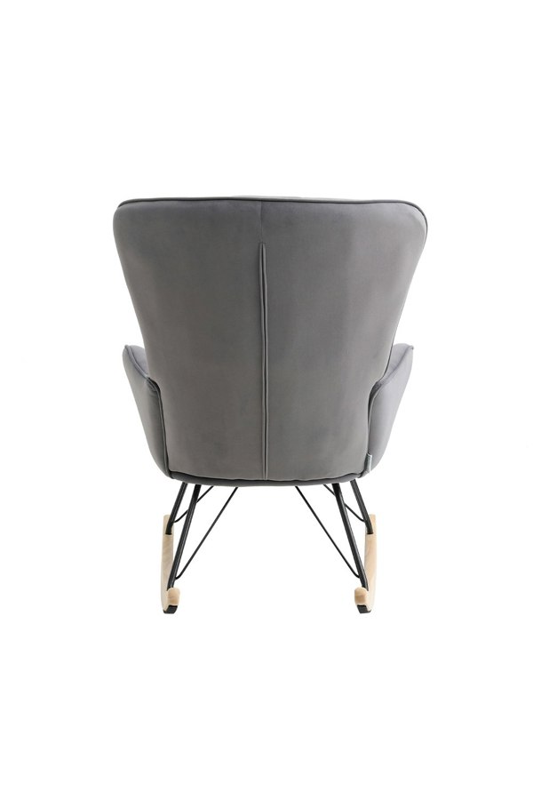 Living and Home Grey Modern Diamond Check Tufted Velvet Rocking Chair