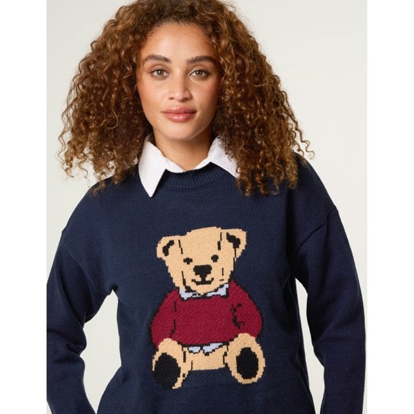 Blue Vanilla Round Neck Bear Jumper