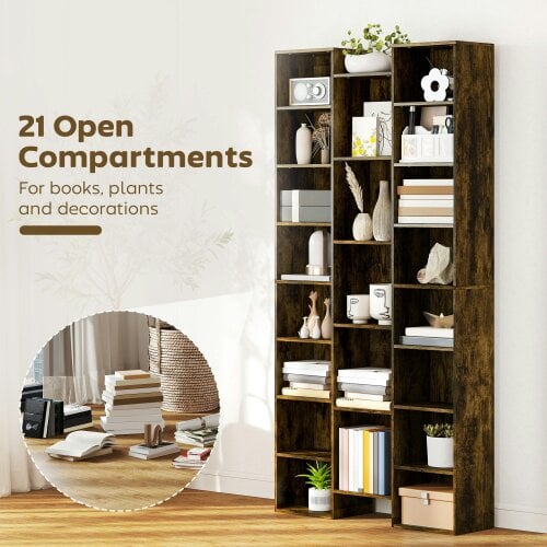Wyld Haus Elmaso Wooden Brown Twenty One Compartment Storage Bookcase