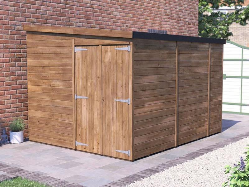 Dunster House Wooden Shed Garden Storage 2.4 x 3m (8' x 10') 15mm Walls, Pressure Treated Timber, Pent Roof, Overlord Modular