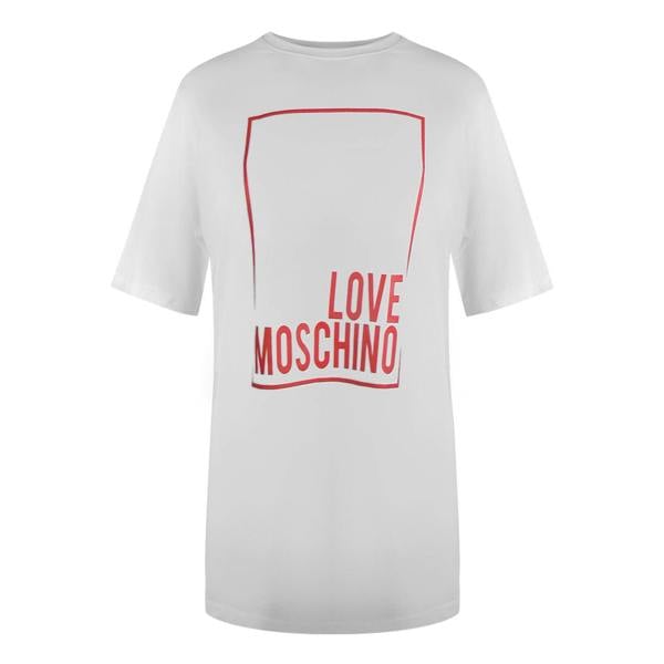 Moschino Love Moschino Large Box Logo Oversized White Mini T-Shirt Dess