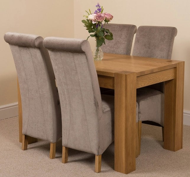 That's Furniture Kuba Small Oak Dining Table with Montana Fabric Chairs