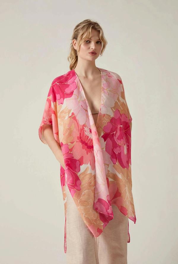 James Lakeland Pink Peony Print Kaftan