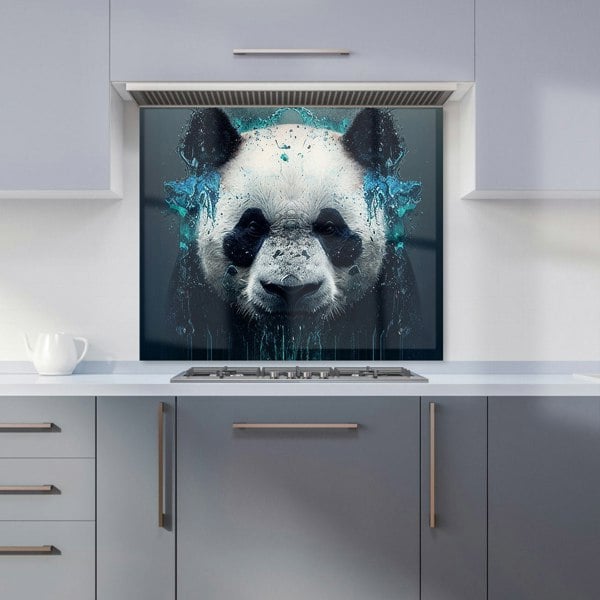 Warren Reed - Designer Panda Face Splashart Dark Background Kitchen Splashback