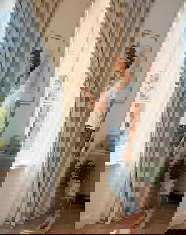 Anyhouz Anydrape 250cm Beige High Quality Modern Velvet Blackout Curtains for Living Room Bedroom Dining Luxury Window Drape