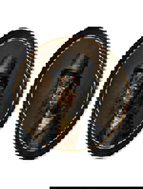 Exceptional Art Duke Gordy of Tails - Gentleman Gordon Setter Oxford round frame