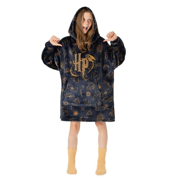 Harry Potter Childrens/Kids Icons Oversized Hoodie - Navy