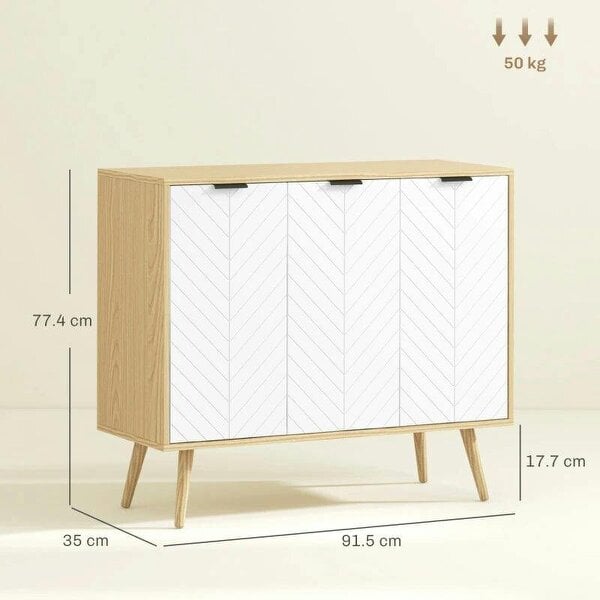 Modern Sideboard and Buffet, Dining Room Cabinet with Adjustable Shelves and 3 Doors, White