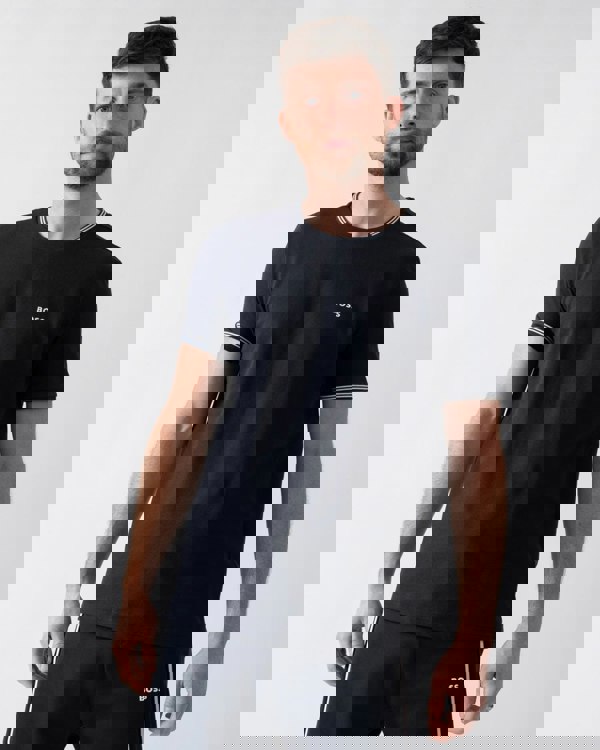 BOSS Green Taul Mens Stretch-Cotton T-Shirt with Stripes and Logo