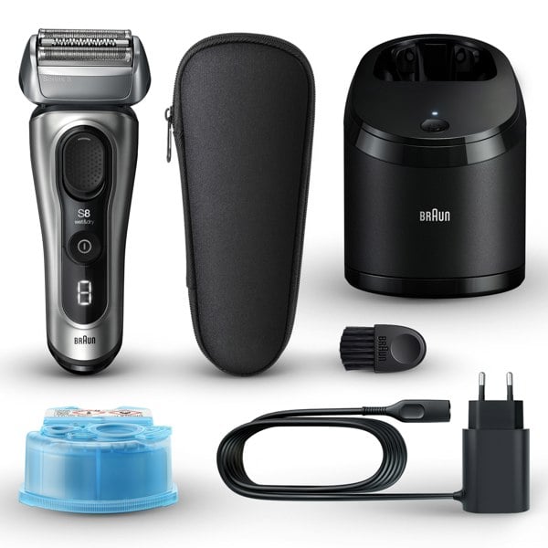 Braun Series 8 Electric Shaver, SmartCare Center, Wet & Dry Electric Razor, 8567cc - Silver