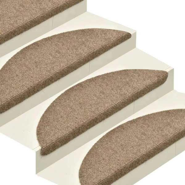 Berkfield Self-adhesive Stair Mats 15 pcs Cream 65x21x4 cm Needle Punch