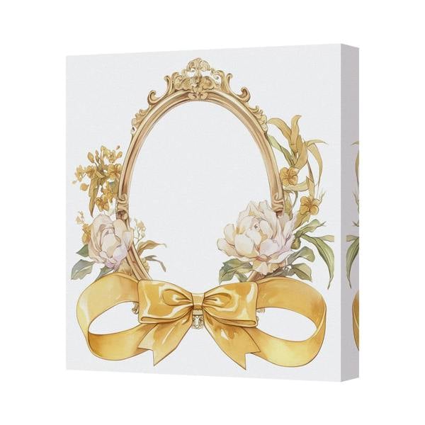 Benjamin Tate Design Contemporary Floral Canvas Art Print With Gold Frame And Bow UK Handmade