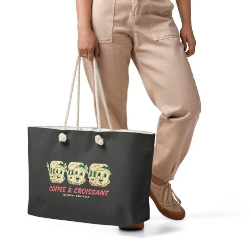 Anchor & Crew GUSTATORY Originals Coffee & Croissant Oversized Weekender Tote Bag