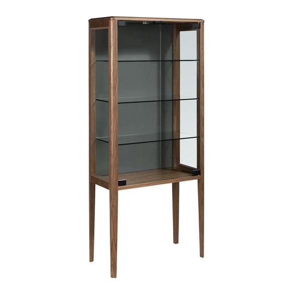 Angel Cerdá Tall sideboard in tempered glass and walnut with interior lighting 3292