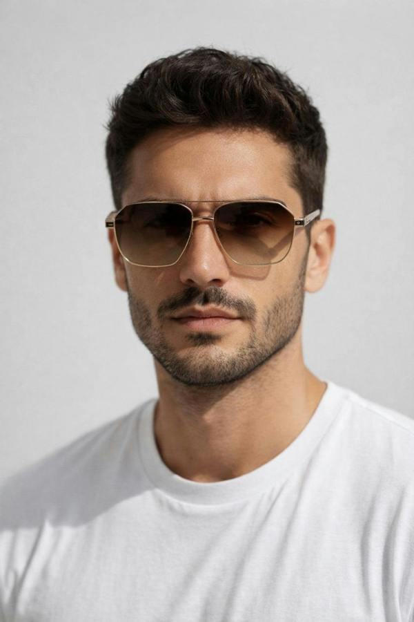SVNX Retro Square Navigator Sunglasses in Brown