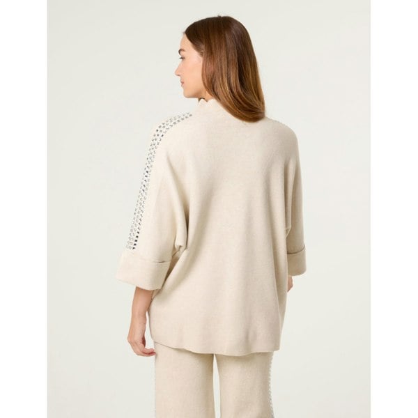 Blue Vanilla Square High Neck Rhinestone Jumper