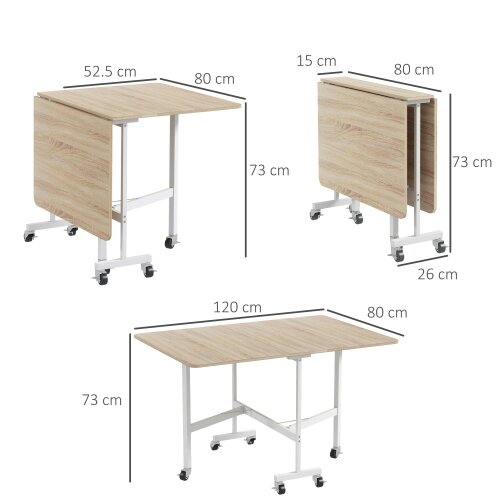 Wyld Haus Senaba Wooden Oak Drop Leaf Dining Table Seating 4 To 6