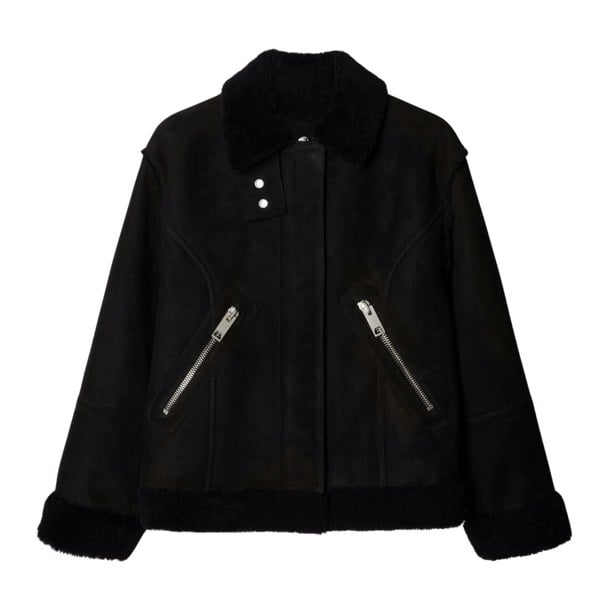 Off-White Round Shoulder Shearling Jacket IT38
