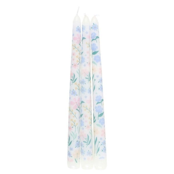 Something Different Ditsy Floral Taper Candle Set (Pack of 3) - White