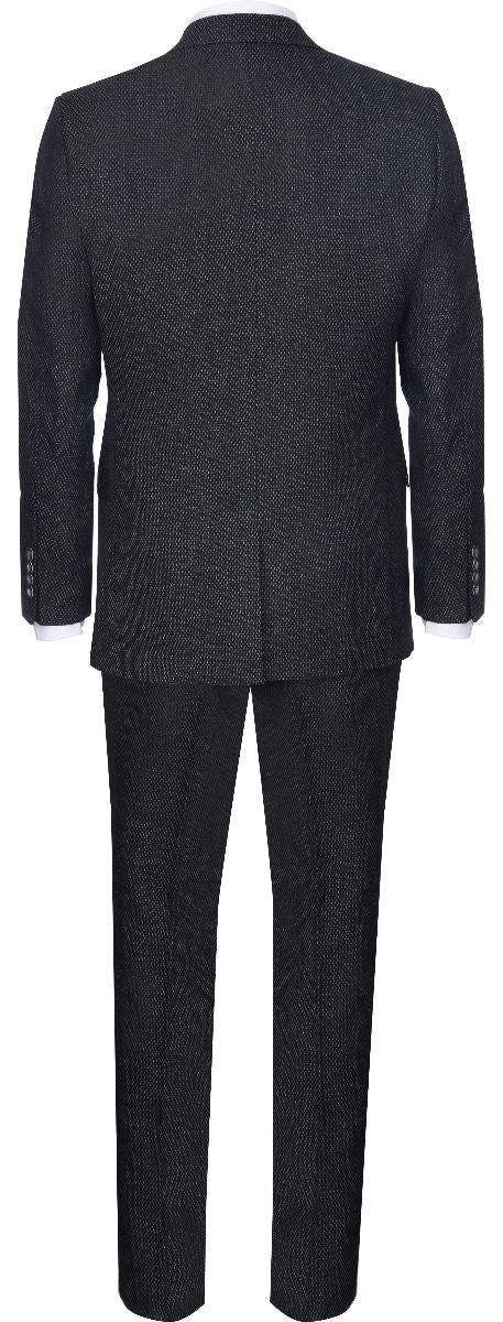 TruClothing Men's 3 Piece Black Herringbone Tweed Suit