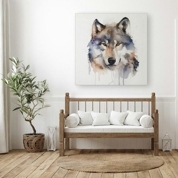 Warren Reed Wolf Watercolour Canvas