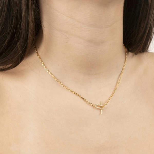 Gold Trip Paperclip Toggle Necklace