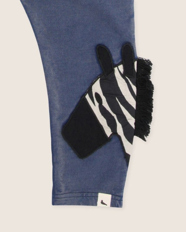 Blue Zebra Head Print On Leg Dungarees - image 5