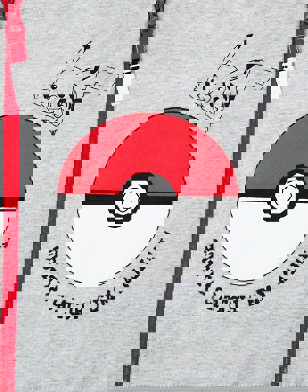 Pokemon Boys Grey Pokeball Pikachu Characters Print Hoodie