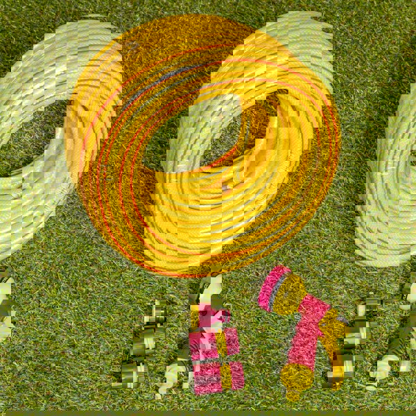 Samuel Alexander 30m Yellow Reinforced Kink Resistant Garden Patio Hose Pipe with Spray Gun Set