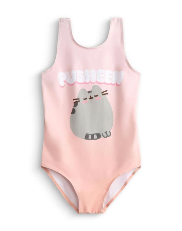Vanilla Underground Pusheen Girls Multicoloured Bubble Font 1 Piece Swimming Costume