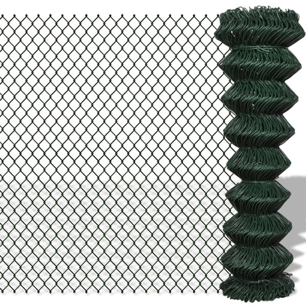 Berkfield Chain Link Fence Steel 1,5x15 m Green
