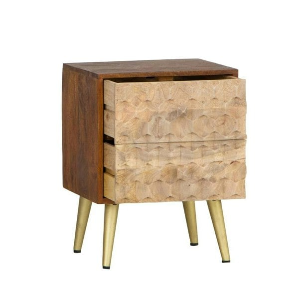 IH Design Perdue Dakota Solid Mango Wood 2 Drawer Lamp Table